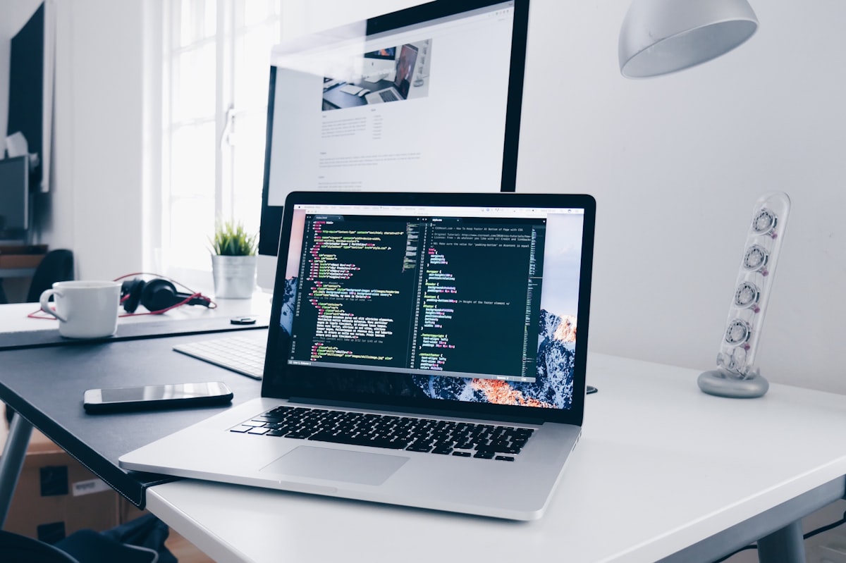 Website build in progress on a developer's laptop